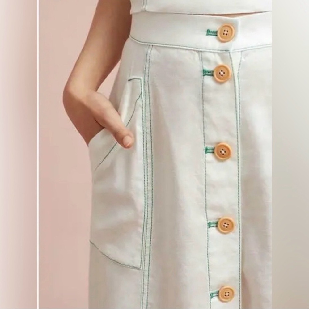 NWT Akemi + Kin Riverine Linen Blend Midi Skirt size 8 - Picture 2 of 8